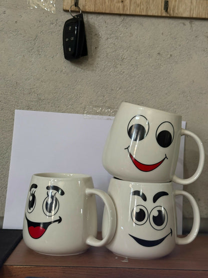 Smiley Face Printed Ceramic Coffee Mug Cute Tea Cup (Design may vary)