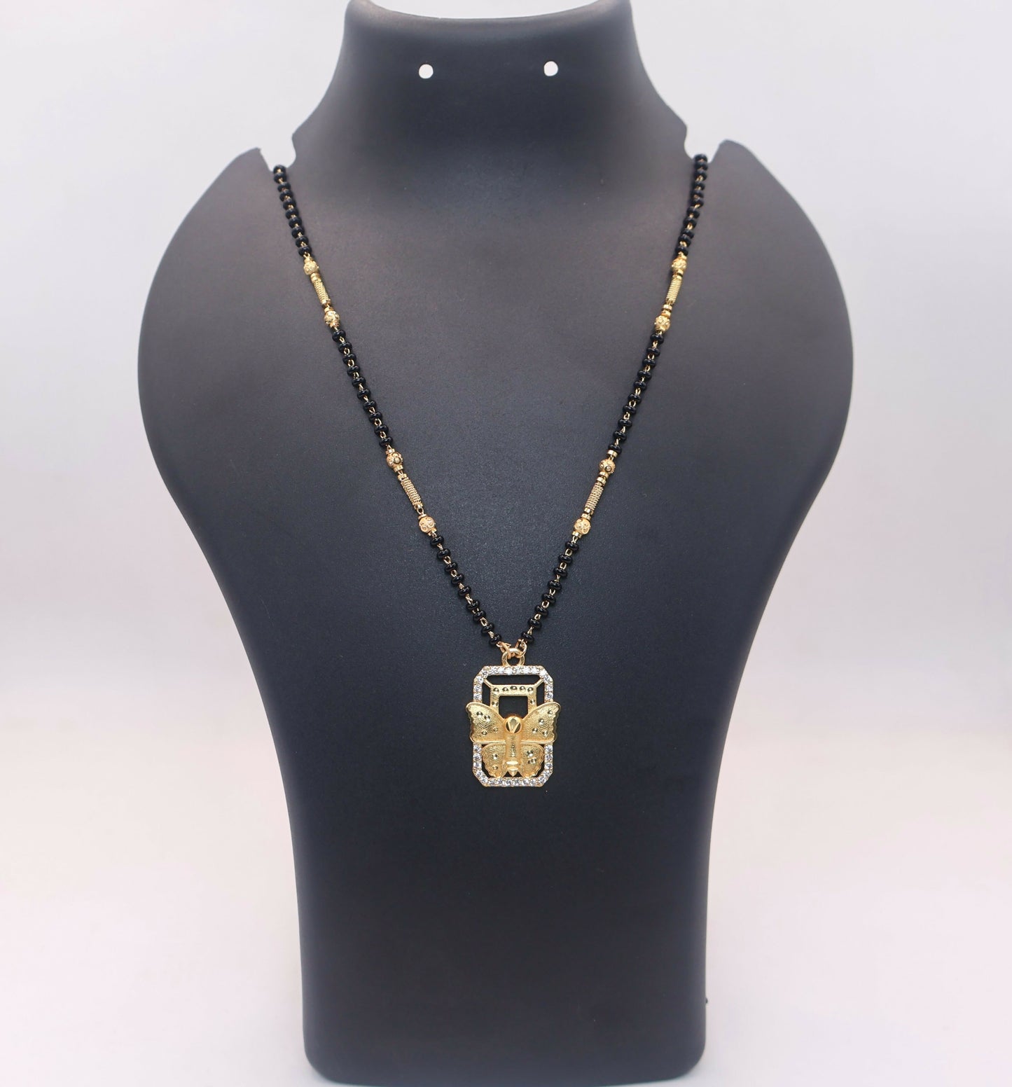 Gold pendant AD Heart Floral Mangal sutra Necklace with Accents For women