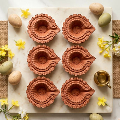 Traditional Clay Diya Set for Pooja & Festive Decoration (6 Pc)