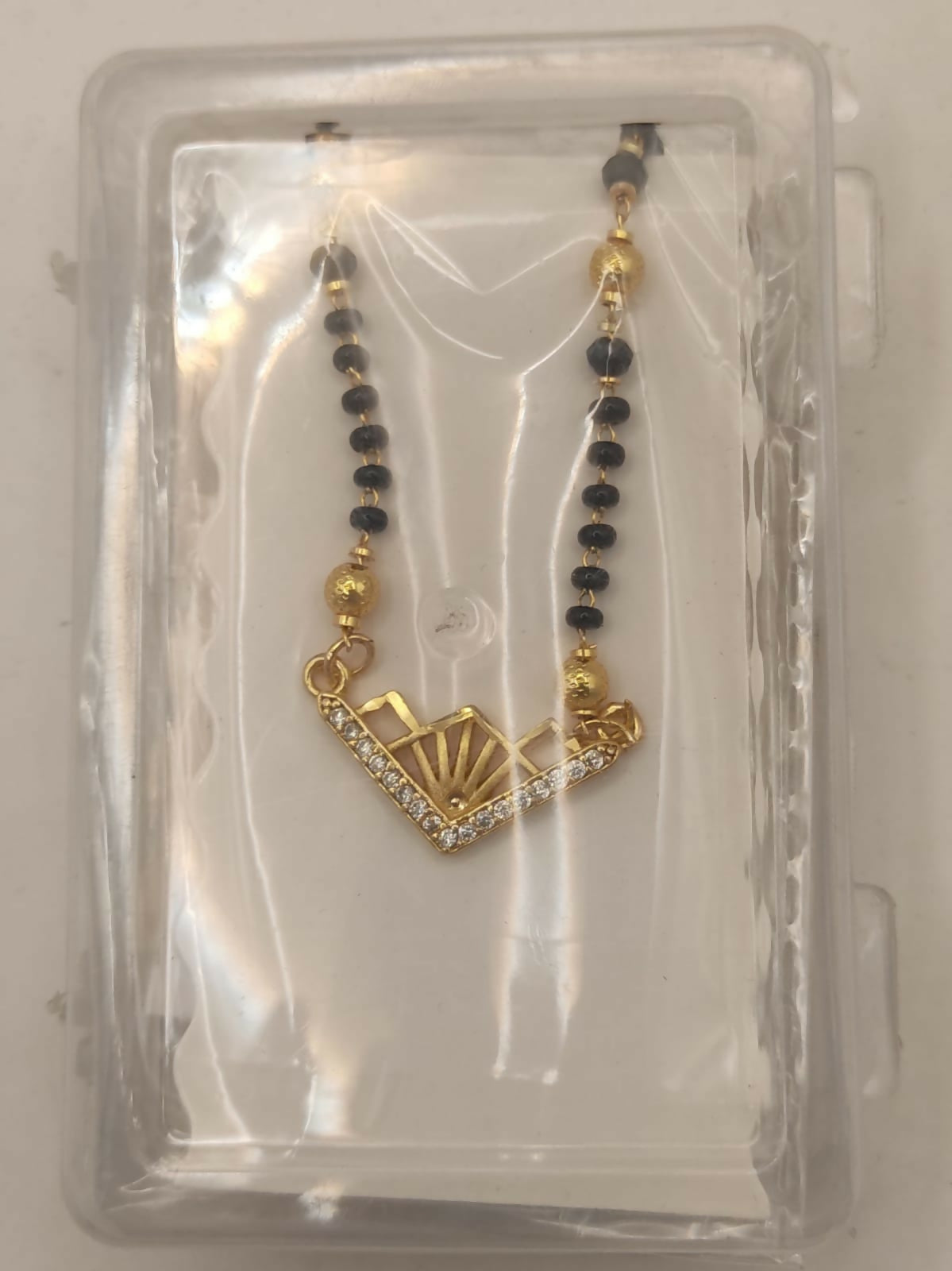 Gold Diamond Mangalsutra with Geometric Art Deco Pendant