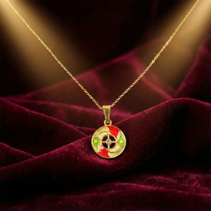 Elegant Circular Motif Pendant Necklace with Chain for Women