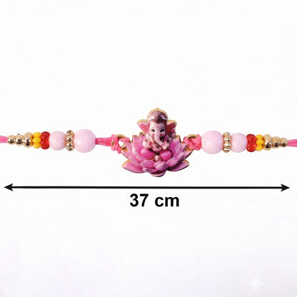 Lord Ganesha on Pink Lotus Designer Rakhi
