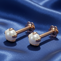 Rose Gold Plated Pearl Nose Pin Stud for women and girls Combo Pack of 2
