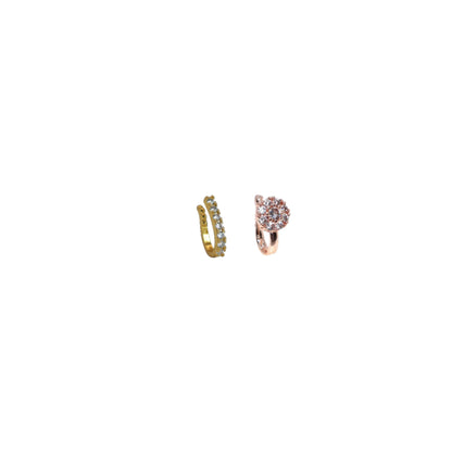 Non-Pierced CZ Nath Set (Clip-On): Gold, Silver, Rose Gold Combo Pack of 2