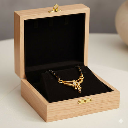 Gold Plated AD Studded Floral Mangalsutra for Women