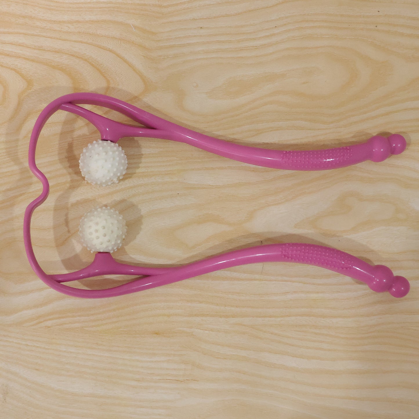 Manual Pink Neck Shoulder Massager with Spiky Ball for Pain Relief (1 Pc)