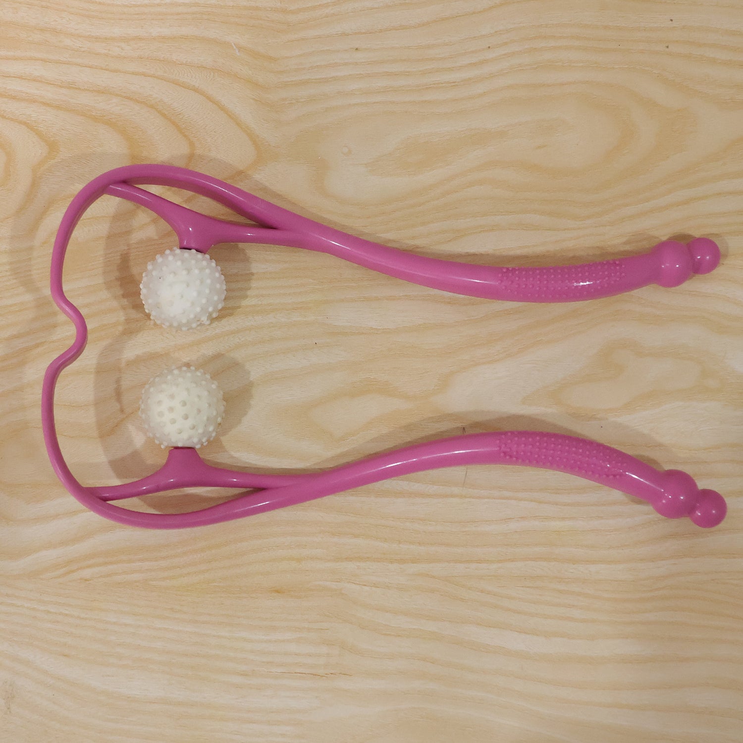 Manual Pink Neck Shoulder Massager with Spiky Ball for Pain Relief (1 Pc)