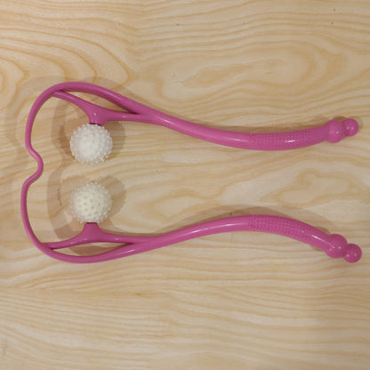 Manual Pink Neck Shoulder Massager with Spiky Ball for Pain Relief (1 Pc)