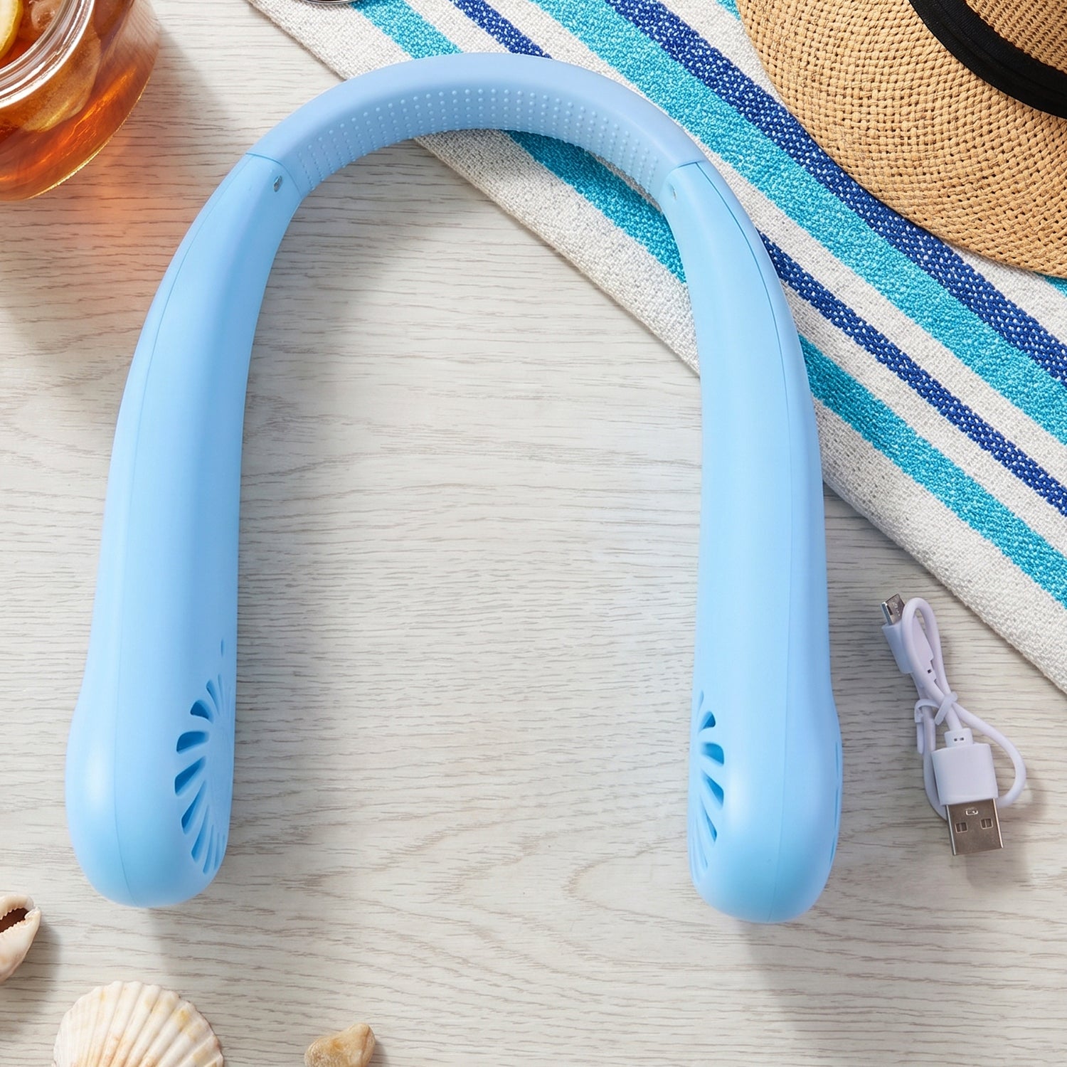 portable blue neck cooling fan