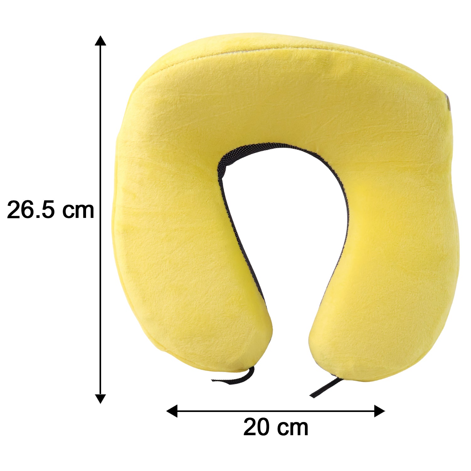 U Shaped Soft Neck Pillow Yellow Plush Travel Pillow with Drawstring (1 Pc)
