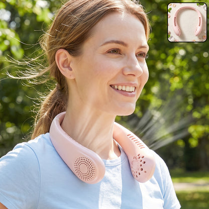 USB Rechargeable Portable Bladeless Neck Fan for Hands Free Cooling (1 Pc)