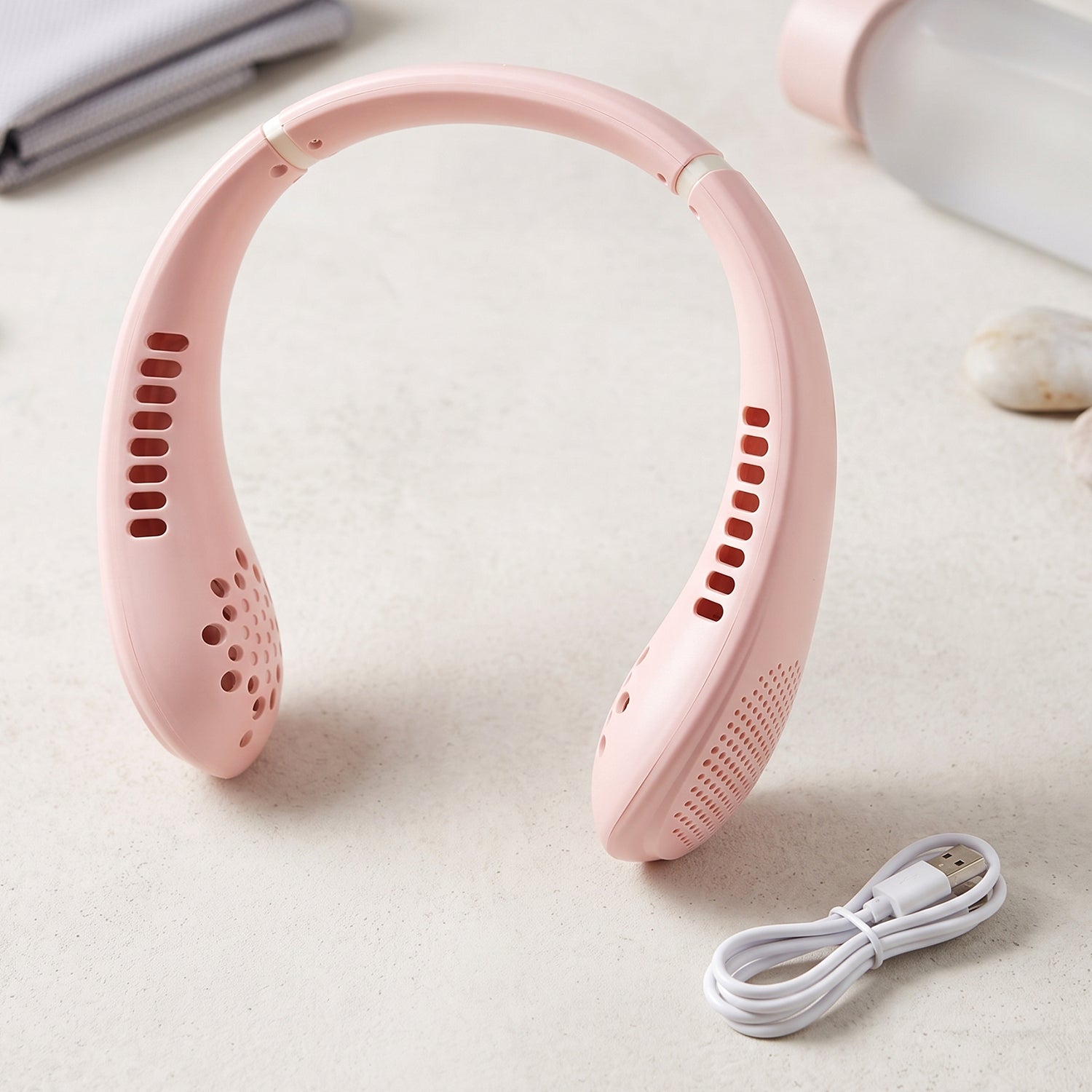USB Rechargeable Portable Bladeless Neck Fan for Hands Free Cooling (1 Pc)