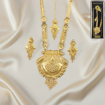 Elegant Traditional Gold-Plated Long Necklace Set for Bridal & Festive Wear