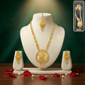 Bridal Gold-Finish Long Necklace Set with Traditional Pendant