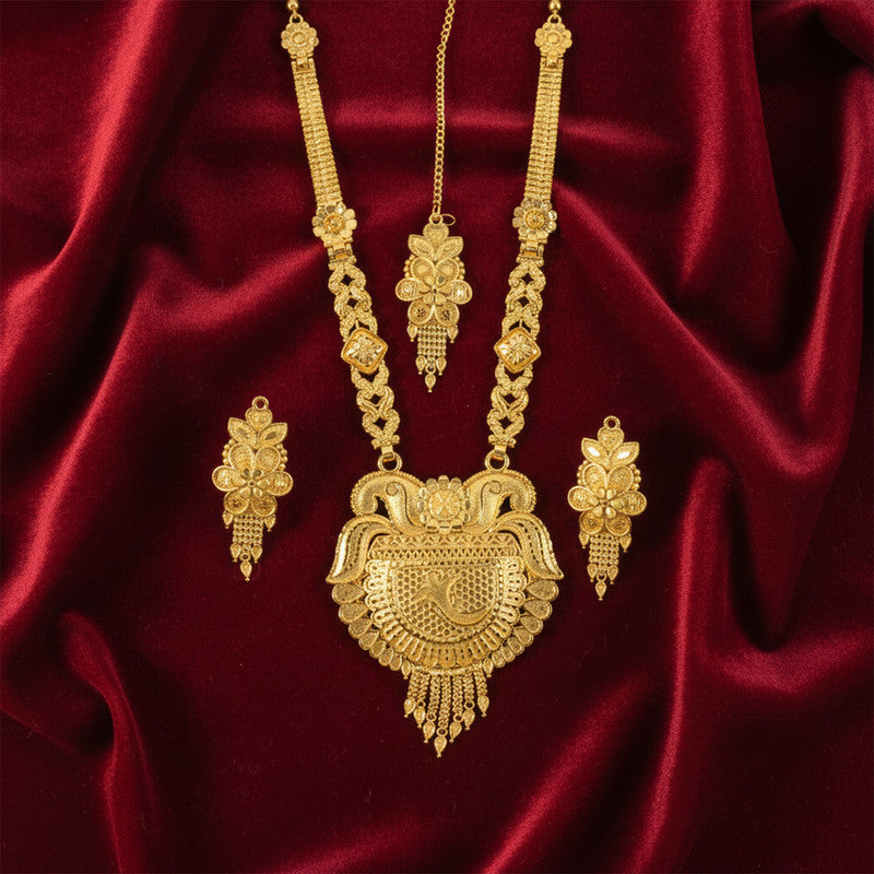 Premium Traditional Gold-Plated Necklace Set for Weddings & Ceremonial Wear
