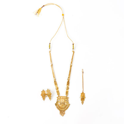 Heritage-Inspired Gold-Plated Long Necklace Set for Festive & Ceremony Wear