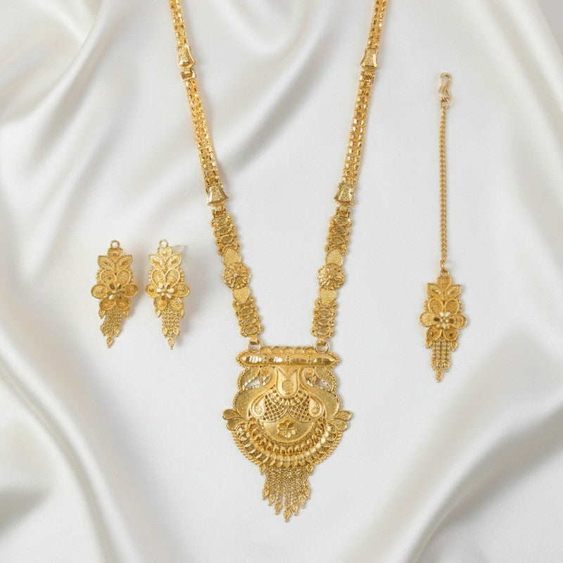 Heritage-Inspired Gold-Plated Long Necklace Set for Festive & Ceremony Wear