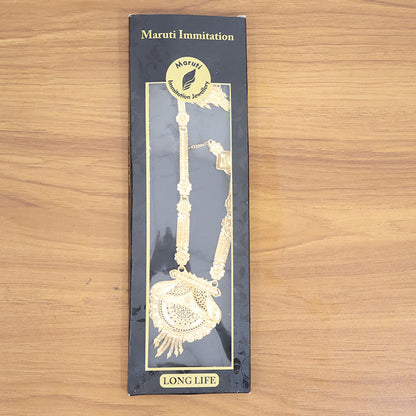 Elegant Traditional Gold-Plated Long Necklace Set for Bridal & Festive Wear