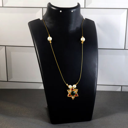 Traditional Multicolor Stone Floral Pendant Necklace Chain (1 Pc)