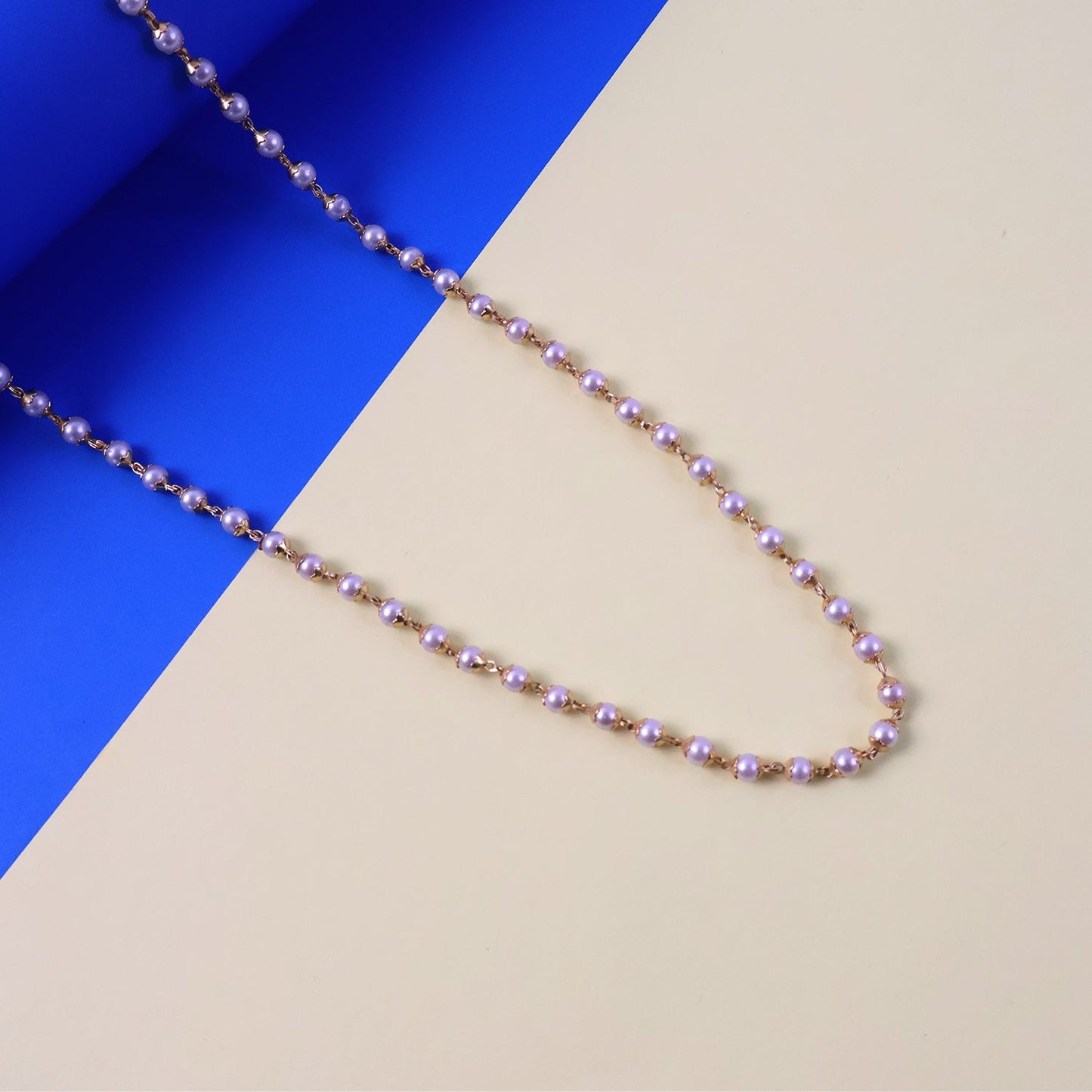 Pearl Beaded Long Necklace – Elegant Gold-Tone Chain Jewellery