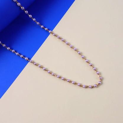 Pearl Beaded Long Necklace – Elegant Gold-Tone Chain Jewellery