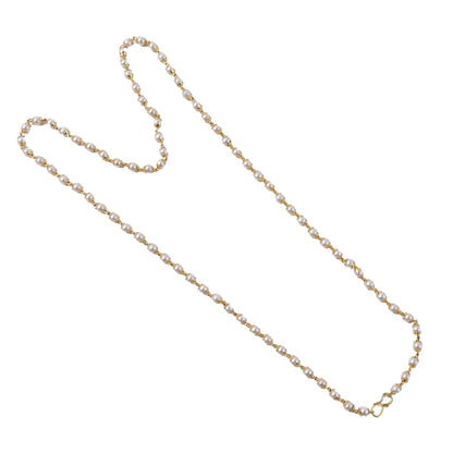 Pearl Beaded Long Necklace – Elegant Gold-Tone Chain Jewellery