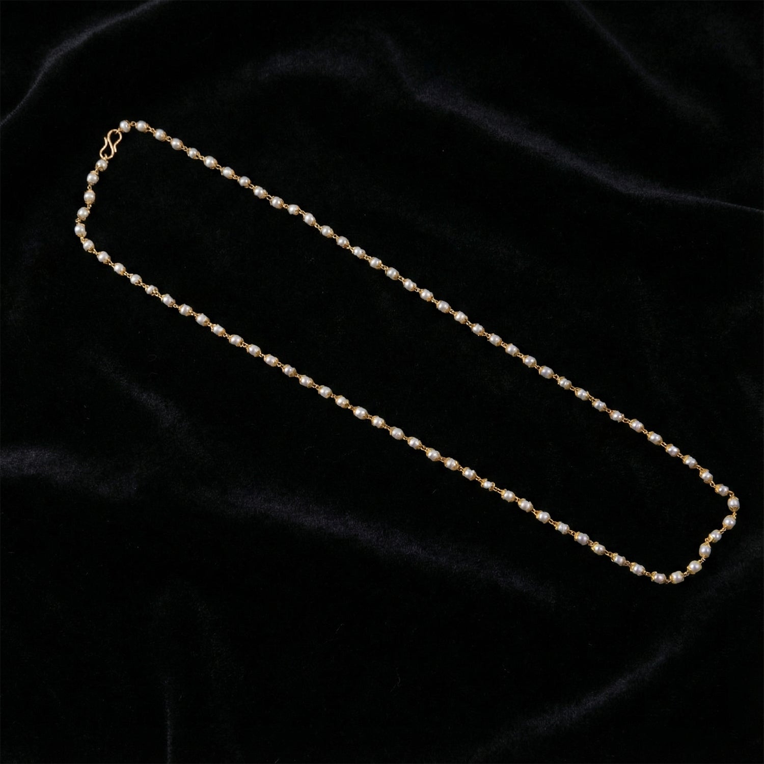 Pearl Beaded Long Necklace – Elegant Gold-Tone Chain Jewellery
