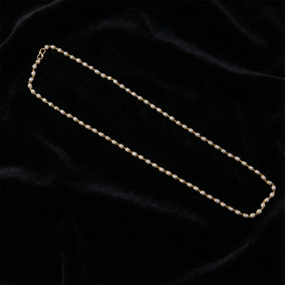 Pearl Beaded Long Necklace – Elegant Gold-Tone Chain Jewellery