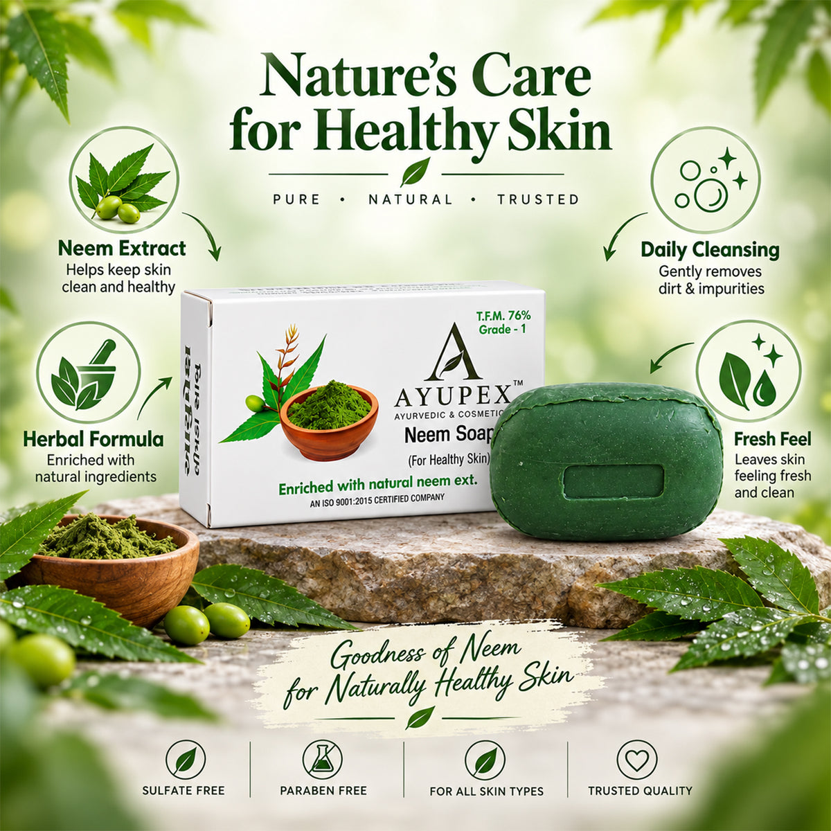 Neem Soap – Herbal Antibacterial Bathing Bar for Healthy Skin