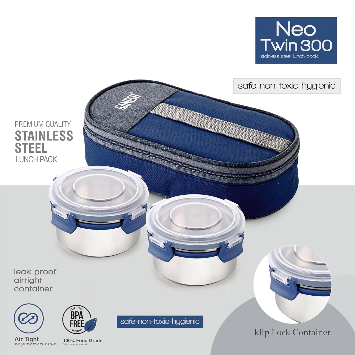 Ganesh Neo Twin Lunch Box Side View
