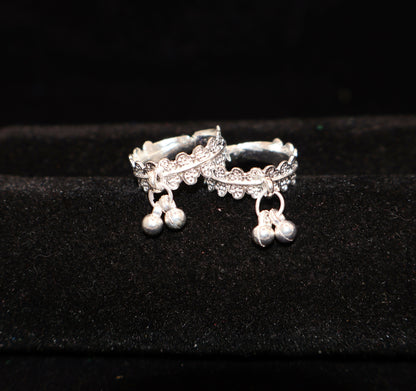 Silver-Plated Ethnic Toe Ring Bichiya with Traditional Ghungroo Bells