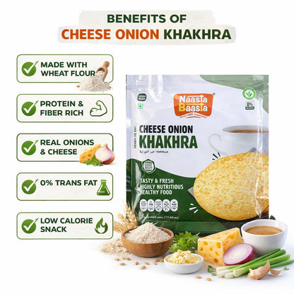 Naasta Baasta Cheese Onion Khakhra - Crispy Ready to Eat Wheat Flour Snack (200 Gm)