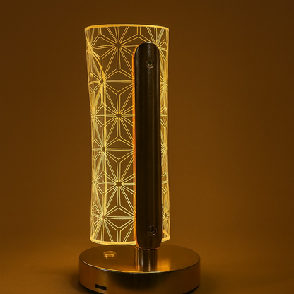 Golden LED Geometric Table Lamp with Acrylic Light Panel