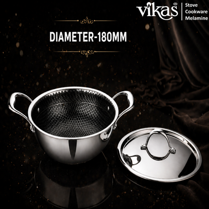 Vikas Honeycomb Kadai 180mm with non-stick honeycomb surface