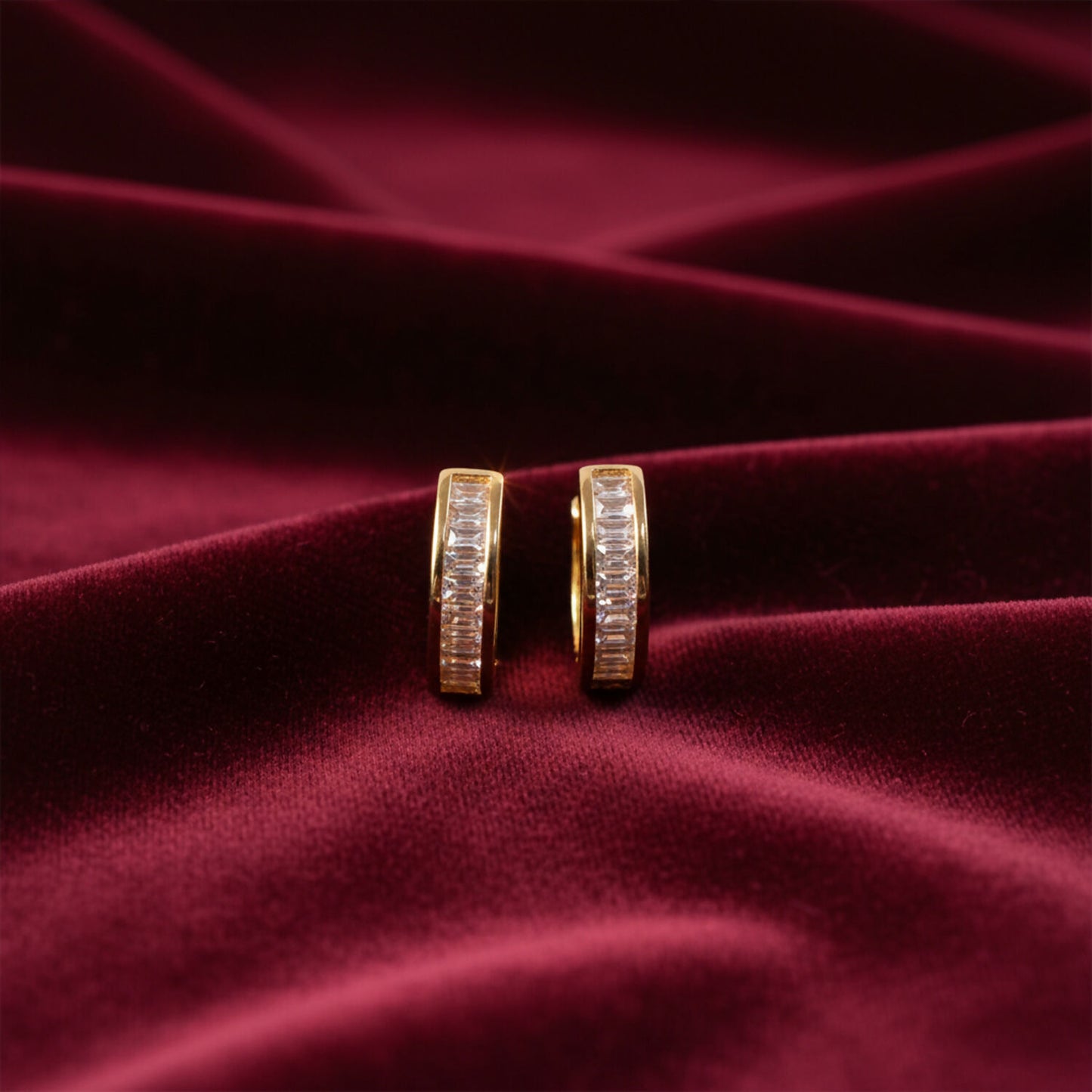 Golden Crystal Studded Hoop Earrings for Daily & Party Wear