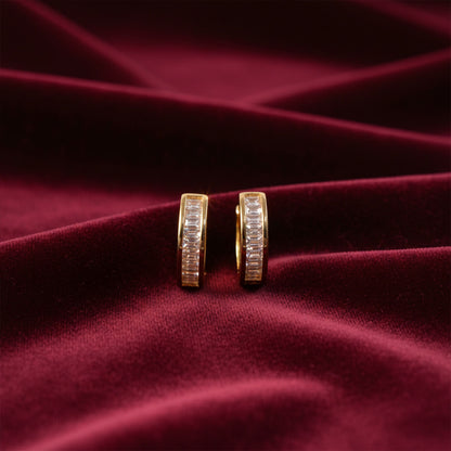 Golden Crystal Studded Hoop Earrings for Daily & Party Wear