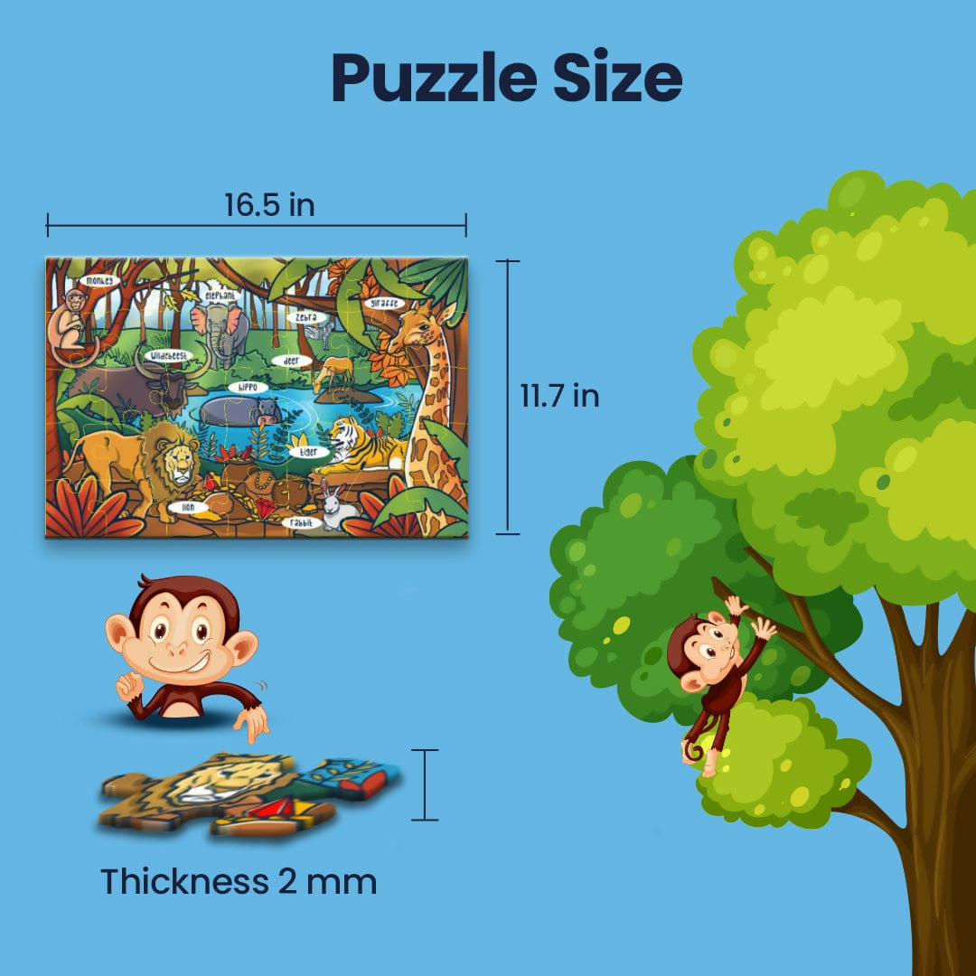 JUNGLE MYSTERY PUZZLE - AGE 3+ (38 PUZZLE PIECES) MDF PUZZLE SERIES