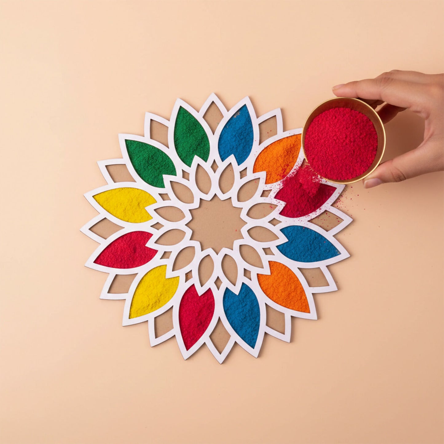 Sun Mandala Rangoli Stencil (12 Inch) | Reusable MDF Template for Diwali Entrance Decor