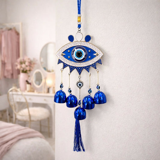 Evil Eye Wall Hanging with Bells for Home Decor, Door & Living Room