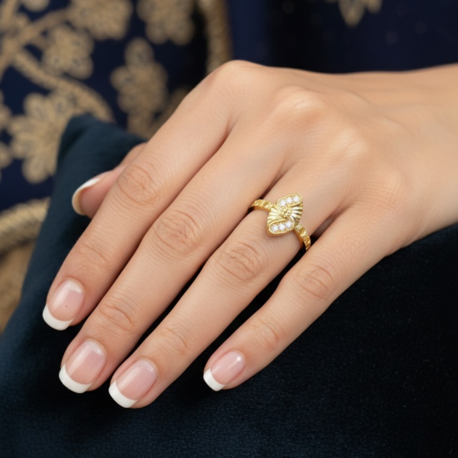 Elegant Gold-Tone Designer Ring – Pack of 6 (Mix Collection)