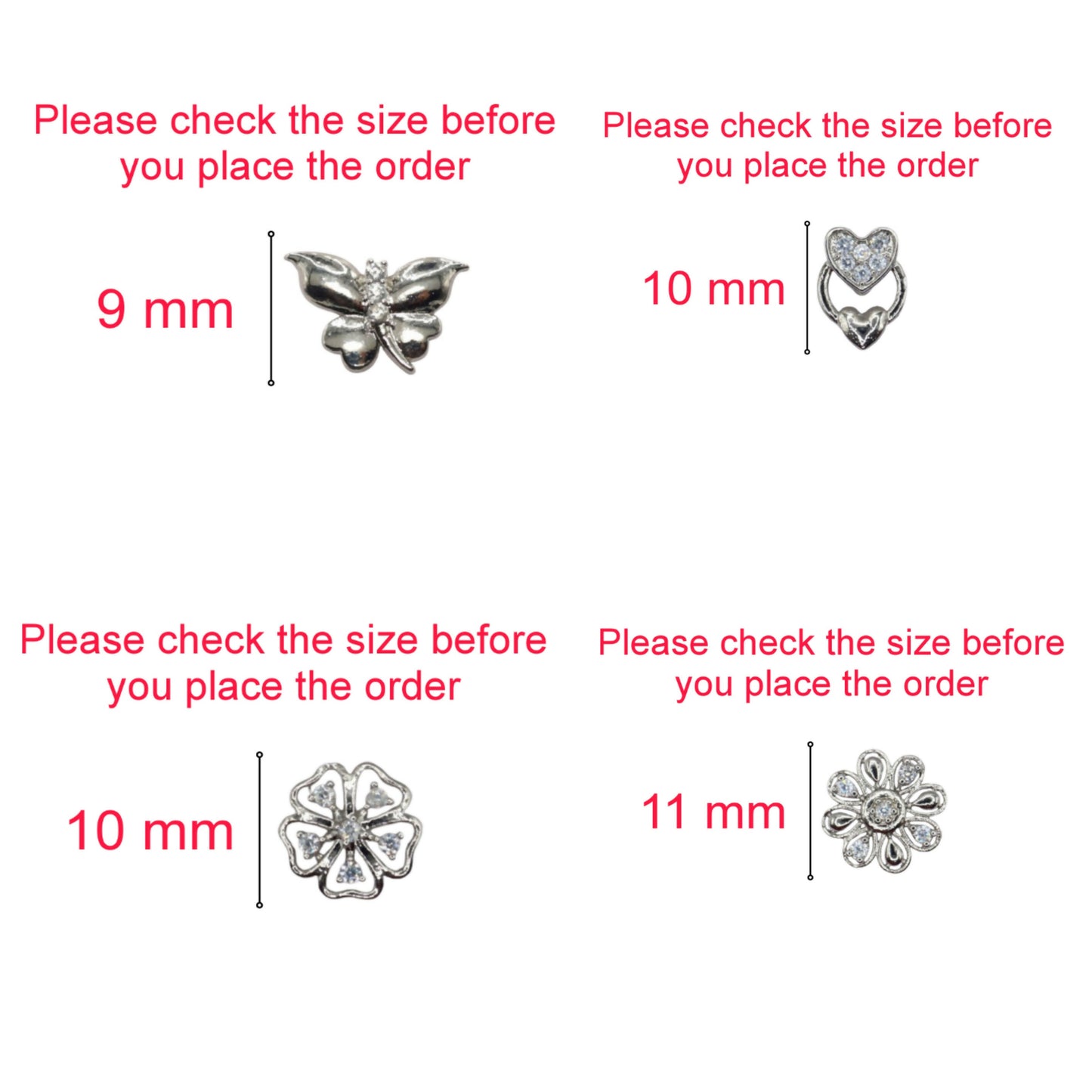Silver plated romantic heart stud earrings with double-heart drop design