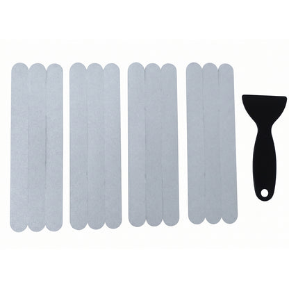 Close-up of textured grip surface on clear bathroom safety strips