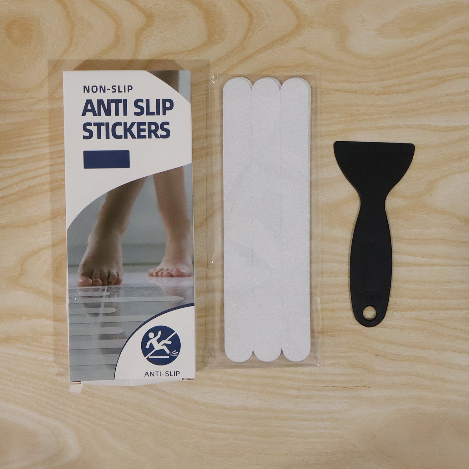 Application of anti-slip strips on bathroom floor for safety