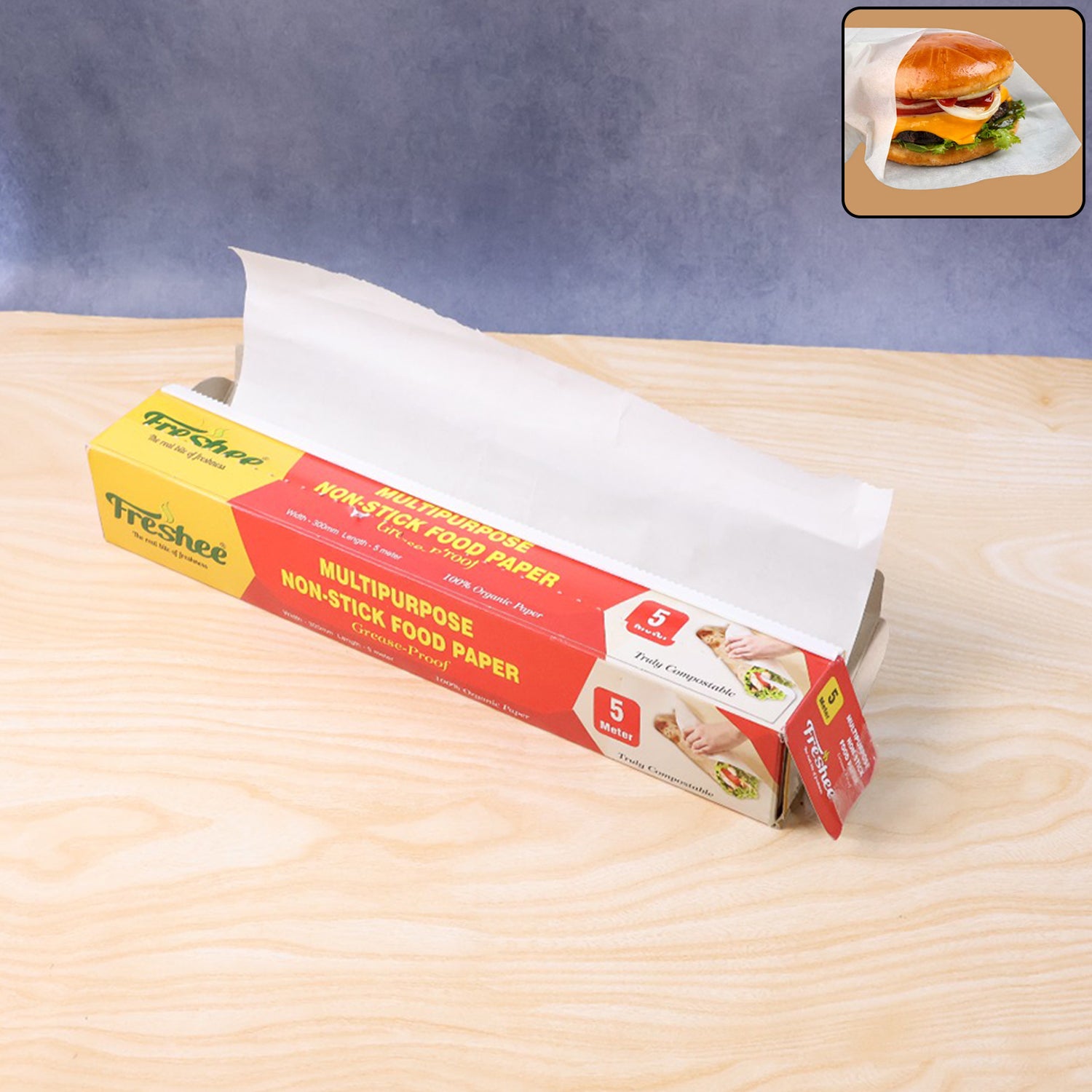 Freshee Multipurpose Grease-Proof & Non-Stick Food Paper Roll — 300 mm × 5 meter