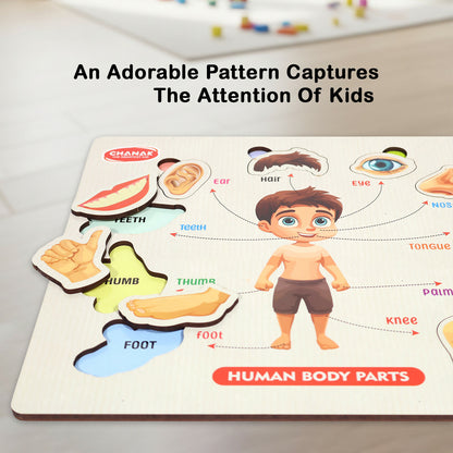 Wooden Human Body Parts Puzzle – Fun Early-Learning Board for Kids