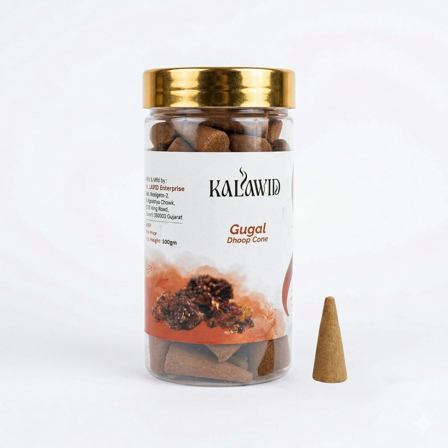 Gugal Dhoop Cone Jar for Long Lasting Fragrance & Daily Spiritual Use (100 Gm)