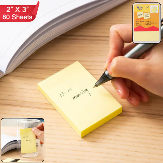 Self Yello  Sticky Note Pad 2 x 3 Inch Paf Daily Reminder & Quick Notes Pad (80Sheets,Pack Of 6)