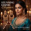 Antique Gold Chandbali Earrings with Pearl Chain Tassels and Bell Drops for Women