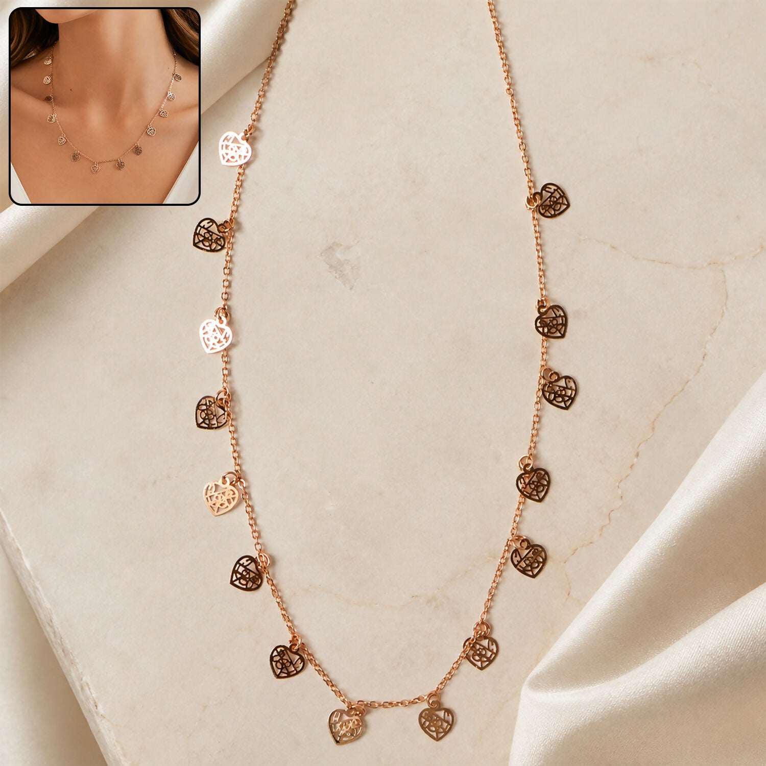 Rose Gold Plated Heart Necklace – Elegant Gift for Women & Girls