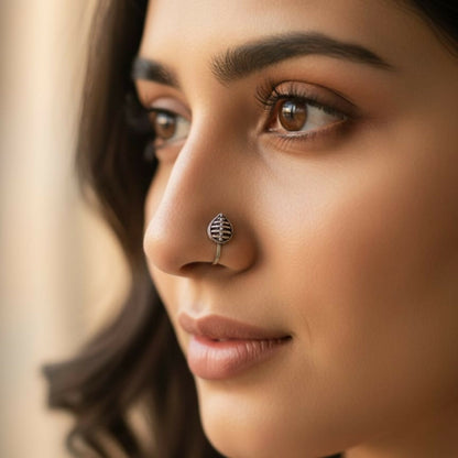 Oxidized Silver Designer Nose Pins for Women & Girls (Pack of 5)